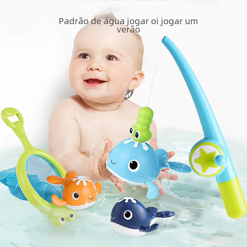 Ensemble jouets de bain baleine nageuse avec pêche magnétique