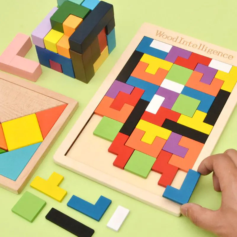 Puzzle Tetris bois motricité fine enfant