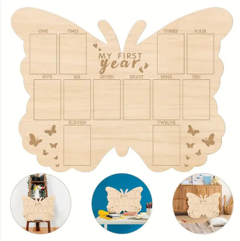 Cadre photo souvenir de nouveau-né en bois