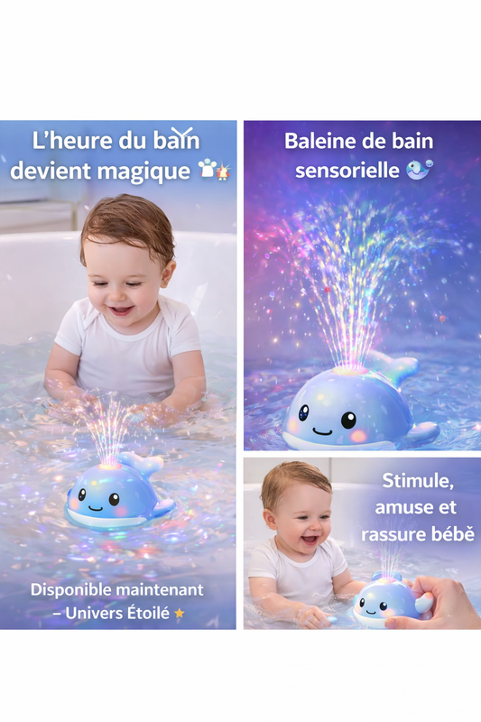Baleine de Bain Sensorielle Électrique à Jets d’Eau pour Bébé