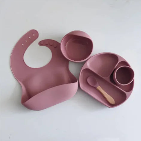 kit repas bébé silicone assiette ventouse